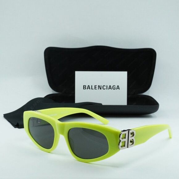 ? NEW BALENCIAGA DYNASTY BB0095S 007 YELLOW SILVER GREY SUNGLASSES